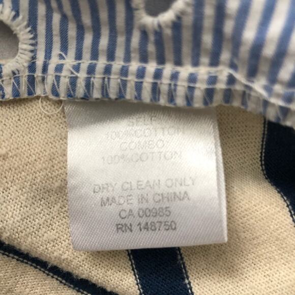 Sea New York Stripe Eyelet Hem Lace Up Back Top - Picture 8 of 9